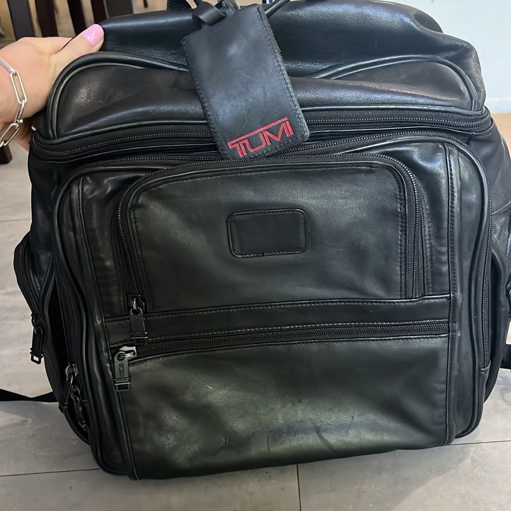 TUMI Black Leather Men's Backpack